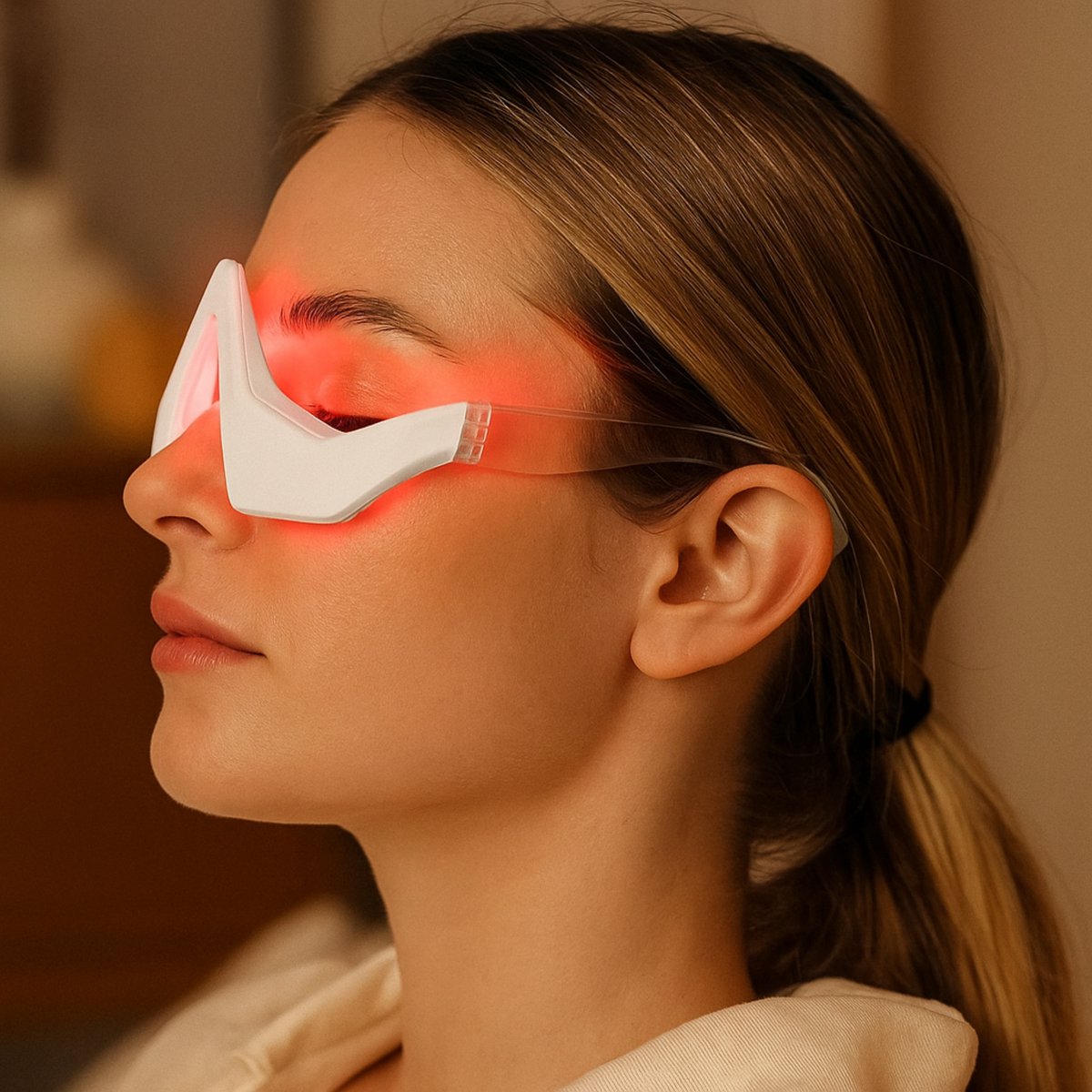 Onder de ogen Rood licht Therapie Massager Bril, Microcurrent Eye gezicht led rood licht Beauty Device onder Eye Massager Ogen Bag Remover voor Verminder Donkere kringen Wallen Rimpels Ontspannen
