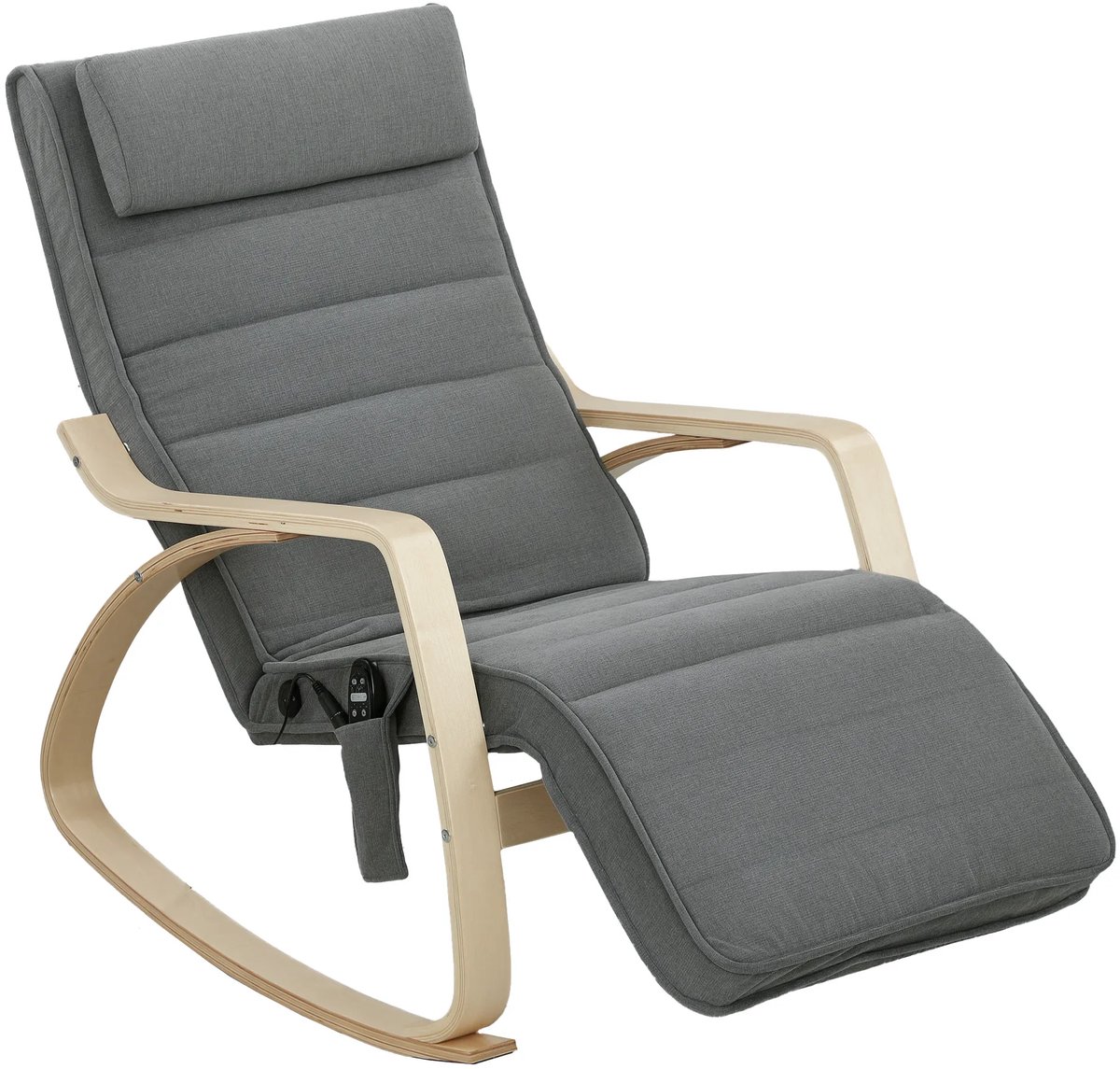 TRUUSK Schommelstoel met Massagefunctie - Lendenverwarming - 3 Modi - Stoffen Bekleding - Grijs