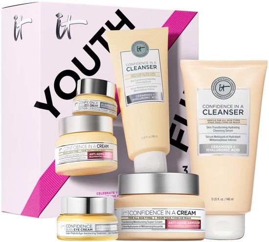 IT Cosmetics Celebrate Youthful Hydration Anti-Aging Set - 3 huidverzorgingsproducten - Inclusief een hydraterende reiniger van 148 ml, een hydraterende crème van 60 ml en een oogcontourbehandeling van 15 ml