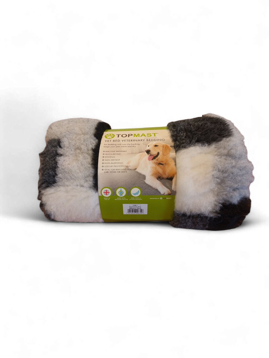 Topmast VetBed Patchwork Grijs - 100 x 75 cm - Antislip & Hypoallergeen