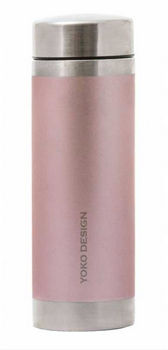 YK Design LiberTea – Glitter Rose Goud theefles 350 ml – RVS, BPA-vrij, lekvrij, met 2 infusiefilters