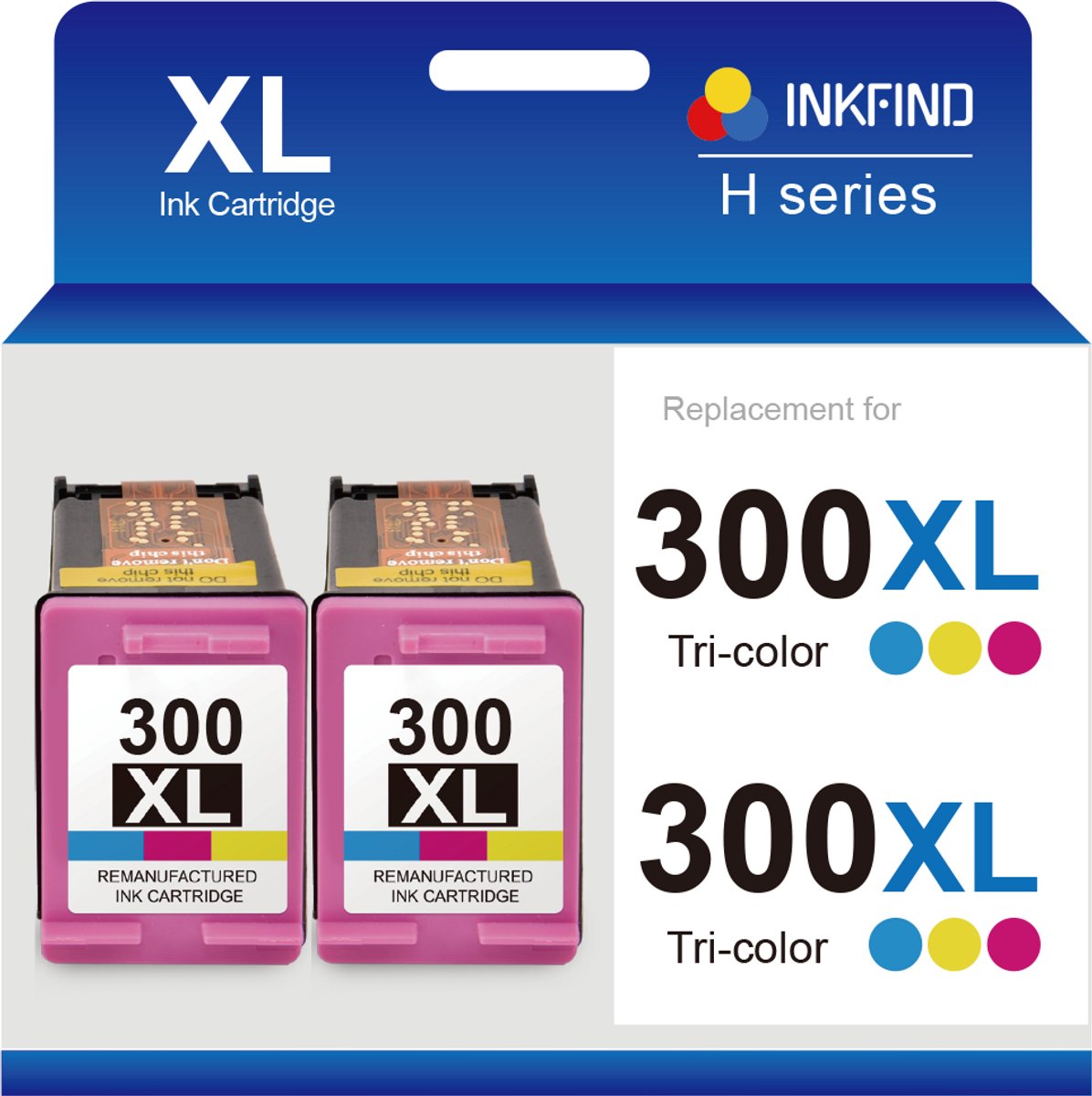 INKFIND 300XL Inktcartridge compatibel met HP 300 HP 300XL HP300XL HP300 HP CC644EE Hoge Capaciteit - 2-pack Kleur