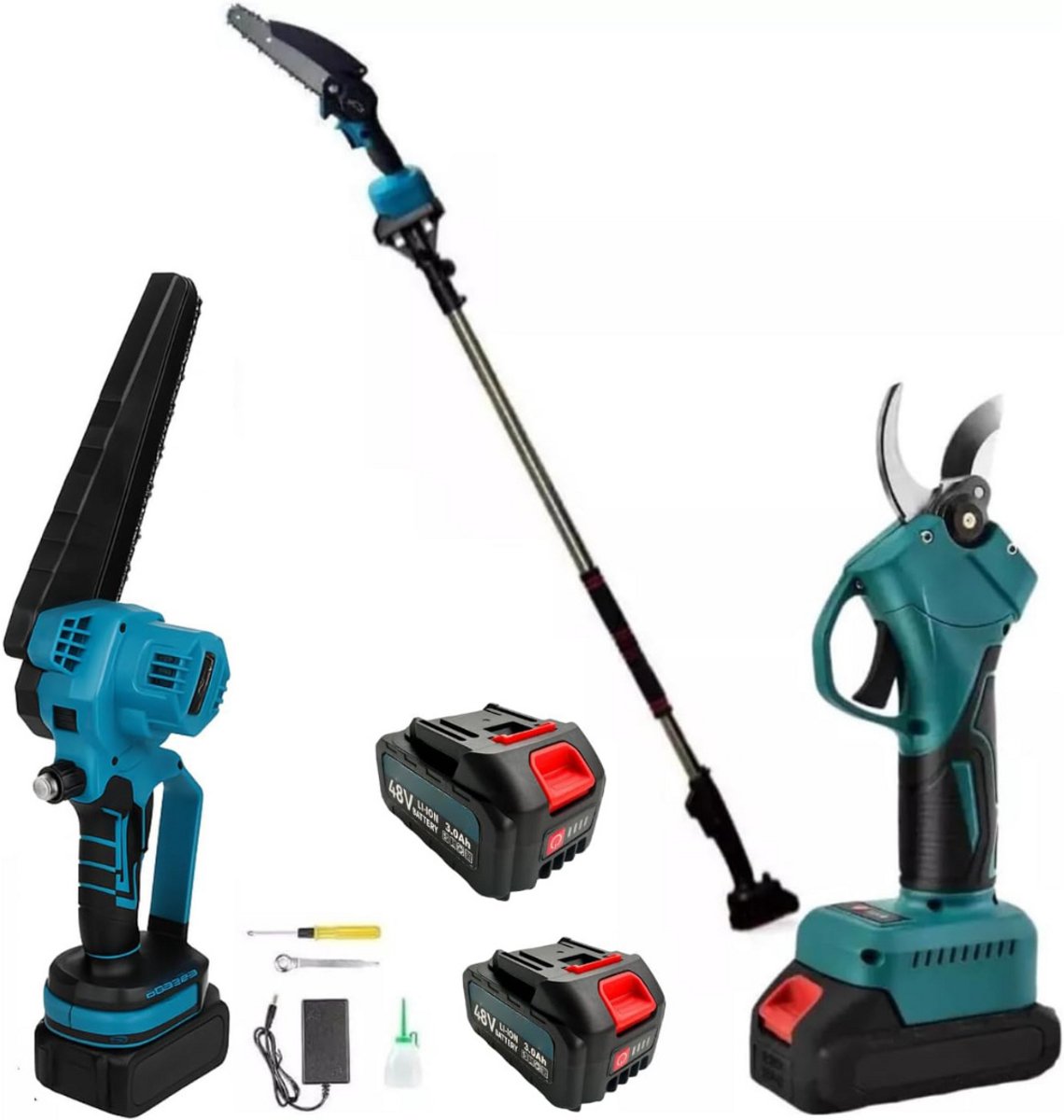 DailySupplies® Telescopische Snoeischaar - Mini Kettingzaag - Heggenschaar - Takkenschaar - Takkenzaag - Elektrische Snoeizaag met Accu - Blauw