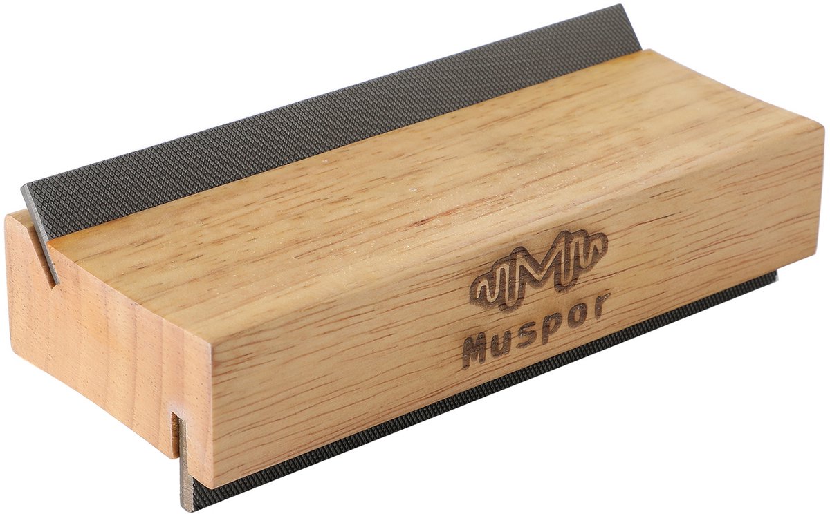 Muspor Gitaar Fret Eindafwerking Vijl - Olijfhout 35/90 Graden Luthier Vijlgereedschap - Gitaar Bas Fret Eindafwerking voor Afronding, Vormgeving en Ontbramen van Fret Uitlopers - Gitaar Fret Afschuinvijl