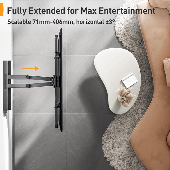 TV muurbeugel voor 23-42 inch schermen - Kantelbaar - 180 graden draaibaar - Tot 20kg - Zwart