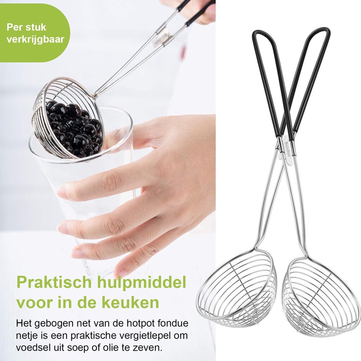 Fondue netjes voor Hotpot - Roestvrij staal - met handgreep - Ø6,5cm - los verkrijgbaar of als set van 4/6/8 stuks - Zwart – foto 5