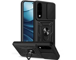 OnePlus Nord 5 Hoesje - MobyDefend Pantsercase Met Draaibare Ring - Zwart - GSM Hoesje - Telefoonhoesje Geschikt Voor: OnePlus Nord 5