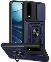 Coque OnePlus Nord 5 - Coque MobyDefend Armor avec Ring rotatif - Blauw - Coque pour téléphone portable - Compatible avec : OnePlus Nord 5