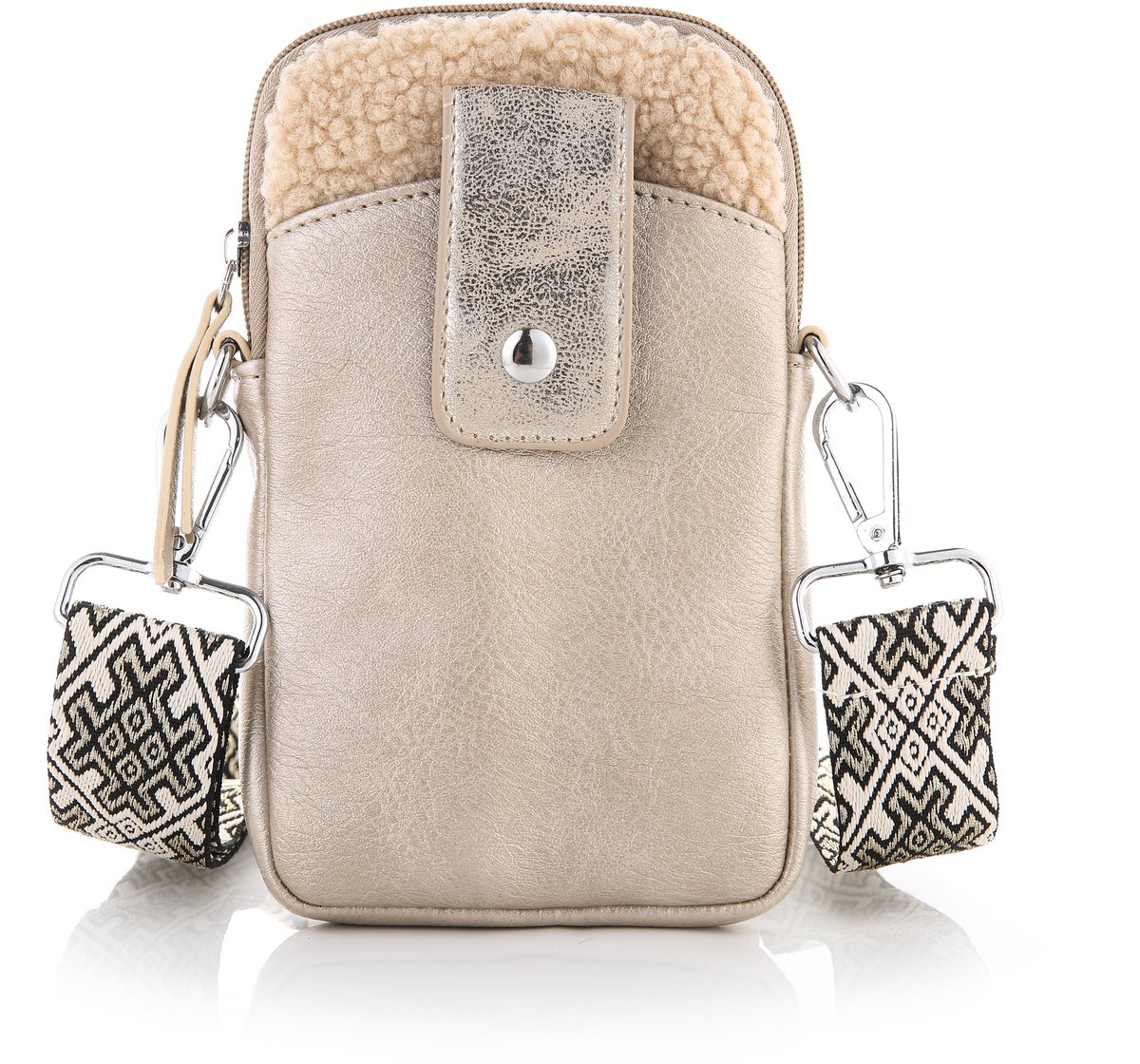 "Leren" Tas | Schouder tasje | Telefoon tasje | Goud - Bont