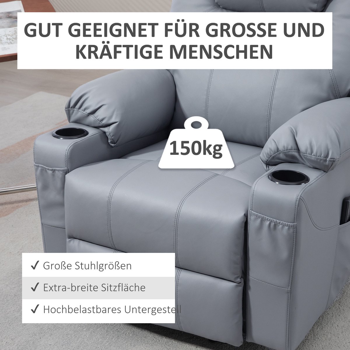Afbeelding 2 van HOMCOM Relaxfauteuil met Massagefunctie en Elektrische