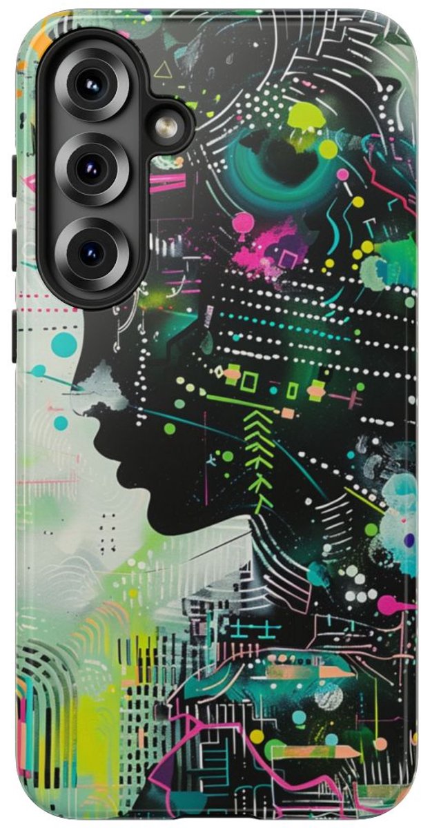 Abstract Neon Geometrisch Profiel – Telefoonhoesje Geschikt voor Samsung Galaxy S25 Plus