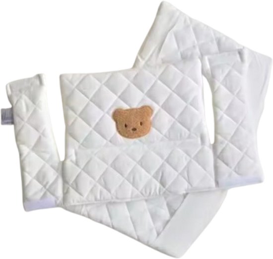 Stoelverkleiner beer wit geruit - kussenset wit geruit beer - stoelverkleiner voor stokke tripp trapp - kinderstoel verkleiner - stoel kussen van Merkloos — afbeelding 2