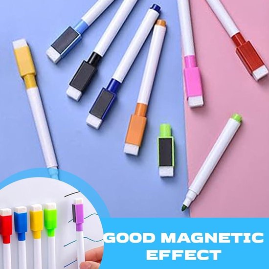 Allecto Plus Set Van 12 Uitwisbare Whiteboard markers Met Gum Droog Allecto Plus Set Van 12 Uitwisbare Whiteboard markers Met Gum Droog