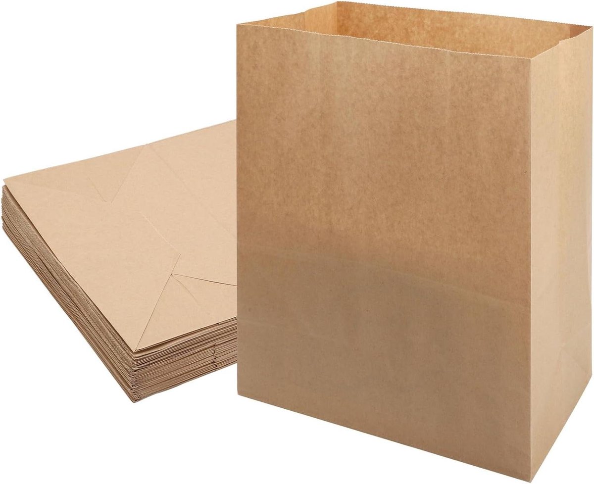 Grote papieren zakken - 50 stuks | Bruine broodzakken van kraftpapier | Papieren zakjes voor diverse doeleinden