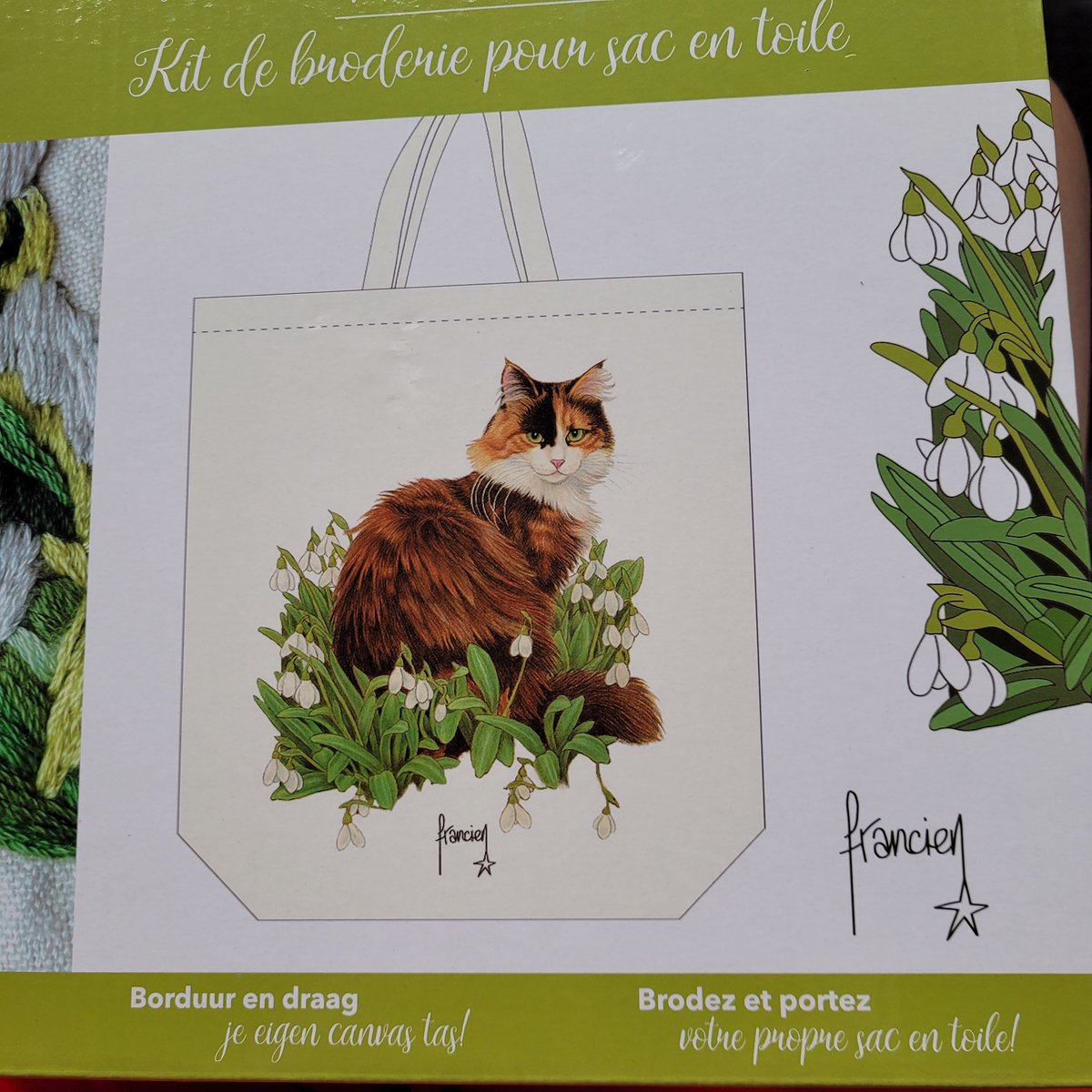 Borduurpakket Franciens katten - Canvas tas borduren - Bruine kat