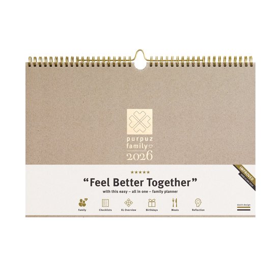 Agenda familial Purpuz 2026 - Agenda - Agenda hebdomadaire - Agenda des tâches - Agenda familial 2026 - Agenda familial XL - 6 personnes