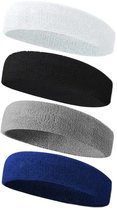 Zweetband Hoofd - Hoofdband Sport - Geschikt voor Dames en Heren - Set van 4 Stuks