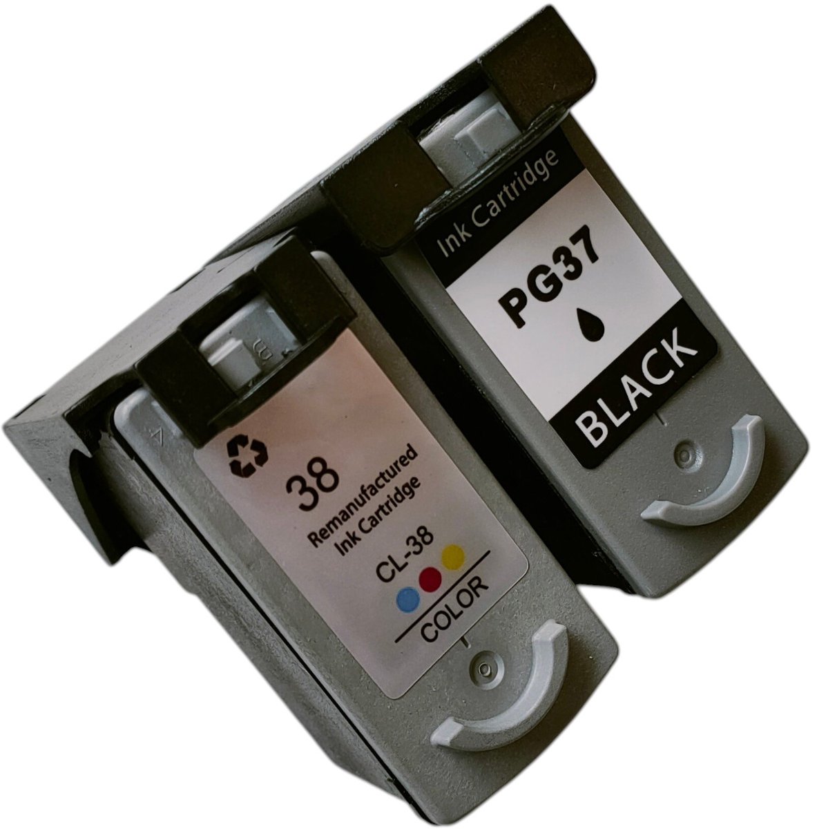 KATRIZ® Inkt PG-37 & CL-38 – Huismerk – Set van 2 Cartridges – Zwart & Kleur |Geschikt voor Canon PIXMA IP1800 / IP2500/ IP2600 / MP140 / MP190 / MP210 / MP220 / MP470 / MX300 / MX310