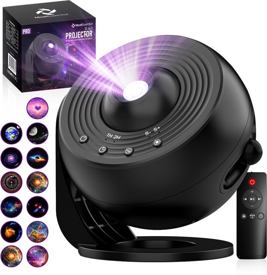 MostEssential Premium 12-in-1 Projectorlamp PRO Edition® - Sterren Projector - Galaxy Projector - Sterrenhemel Projector - Heelal - Universum - Inclusief Afstandsbediening