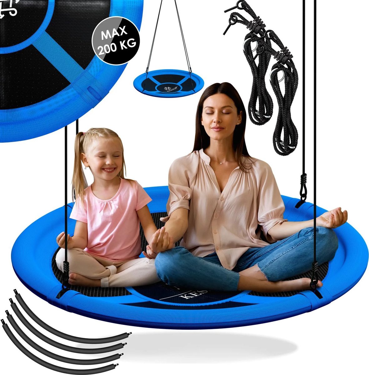 KESSER® Nestschommel 60cm plaatschommel hangende schommel ronde schommel verstelbare tuinschommel kinderschommel binnen - buitenschommel voor kinderen en volwassenen