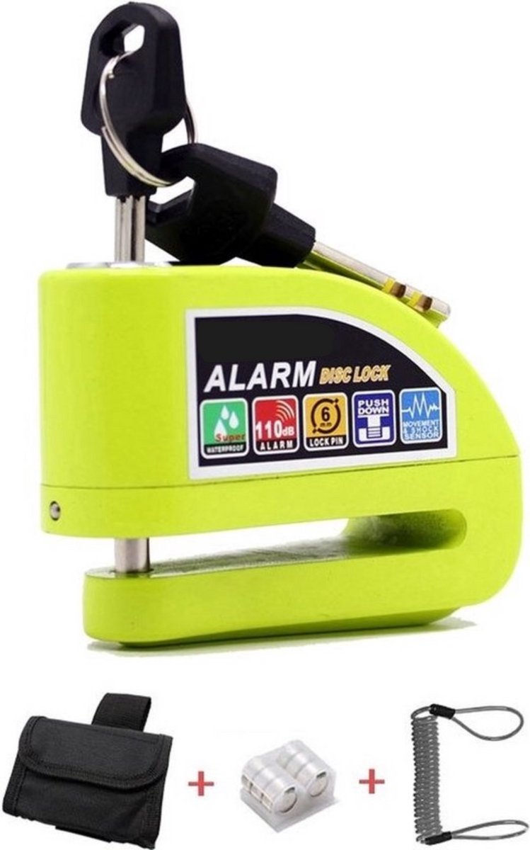 Bol.com RAMBUX® - Schijfremslot - Motorslot - Scooterslot - Schijfremslot met Alarm - Motor Alarm Sirene - Remschijfslot met Opb... aanbieding