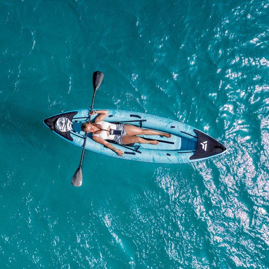 VirtuFit Kayak 335 - Turquoise - Met Kajak Zitjes en Draagtas - Geschikt voor Twee of Drie Personen - Duurzaam & Stevig - Opblaasbare Kajak - Kajak - Opblaasbare Boot