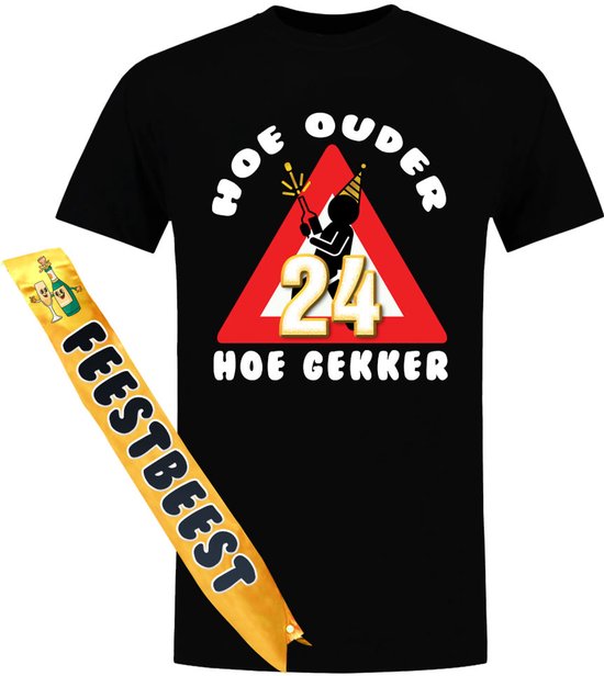 T-shirt et écharpe « The Older, The Crazier » 24 ans - Homme - Anniversaire - T-shirt - Anniversaire