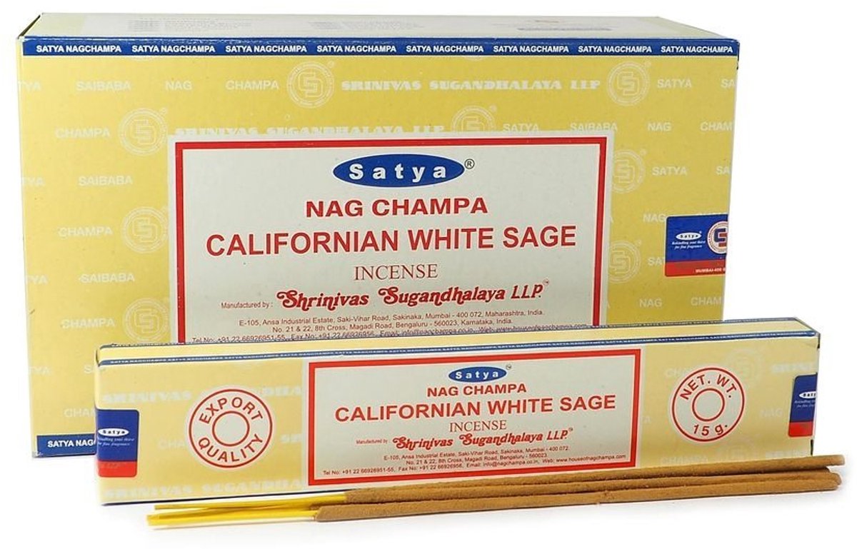 Californian White Sage Nag Champa wierookstokjes 12 pakjes à 15gram