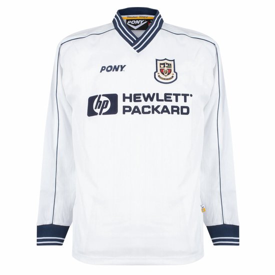 Foto: Pony tottenham hotspur retro voetbalshirt 1996 1998 lange mouwen m
