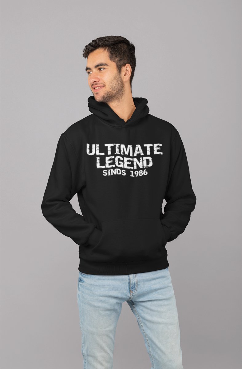 1986 Jaar Zwart Hoodie heren - Maat S - Ultimate Legend - Verjaardag Cadeau Mannen - Limited Edition