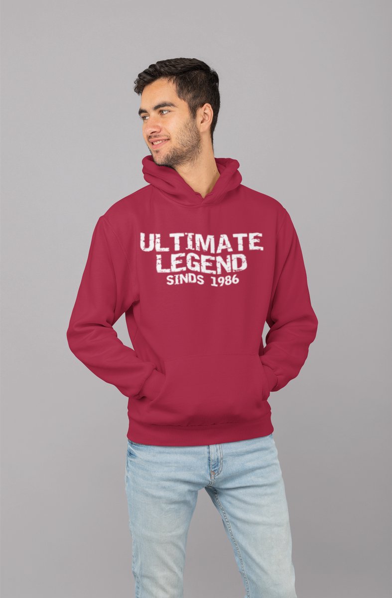 1986 Jaar Rood Hoodie heren - Maat XL - Ultimate Legend - Verjaardag Cadeau Mannen - Limited Edition