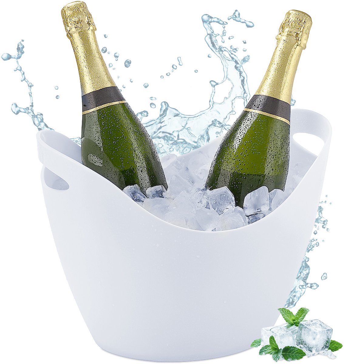 champagnekoeler - 8 liter - met handgrepen - kunststof - wit