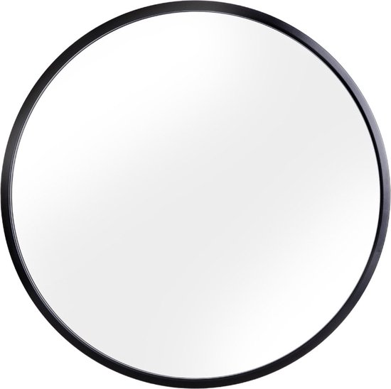 Indore Home - Ronde Spiegel - Zwarte rand - Metaal - 60cm