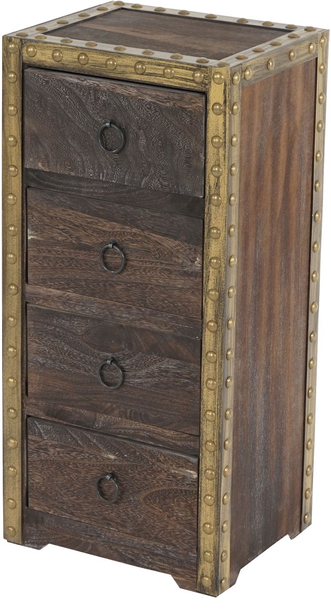 Duran ladekast, kast, 4 laden 70x33x26cm Shabby-Look Vintage ~ bruin