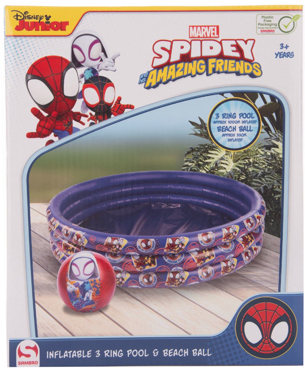 3-rings Opblaasbaar zwembadje met strandbal - Spidey - Zwembad - Ø 100 cm - Spiderman - VI Online Products