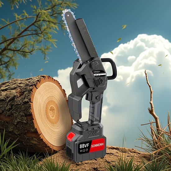 Accu kettingzaag met borstelloze motor en oliestysteem, 1500W, 2x3000mAH batterijen, 2 kettingen — afbeelding 3