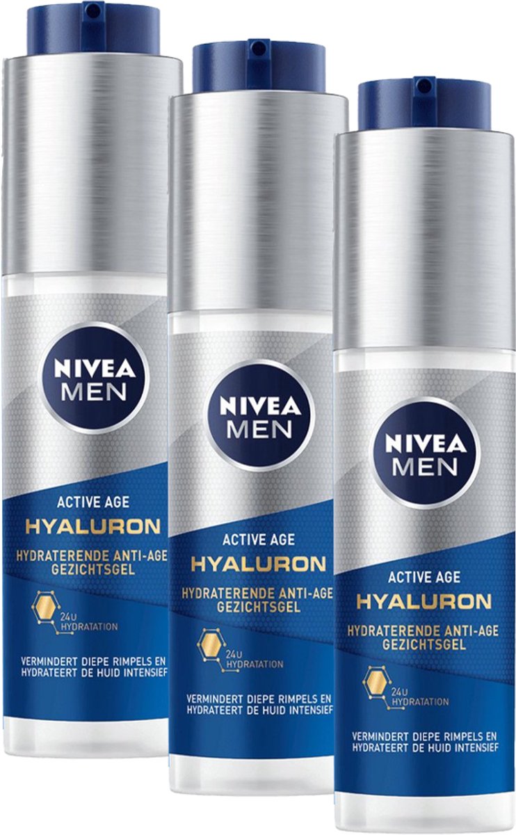 3x NIVEA Men Hyaluron Hydraterende Anti-Age gezichtsgel 50 ml