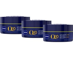 NIVEA Q10 POWER Anti-Rimpel Nachtcrème - Alle Huidtypen - Crème Verrijkt met Q10 en Creatine - 3x50 ml - Voordeelverpakking