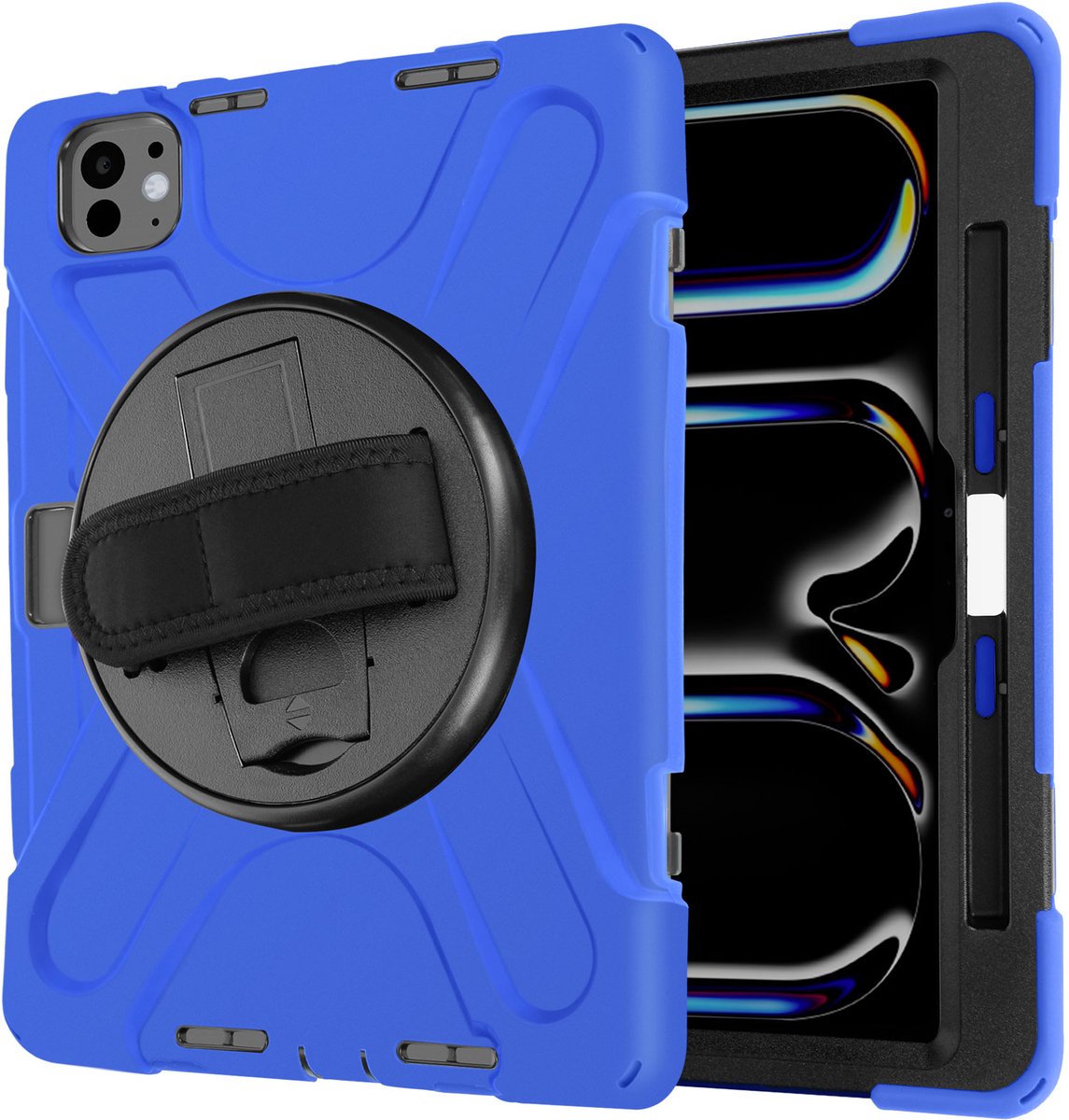 Avizar Hoes Geschikt voor Apple iPad Pro 13 2024 Handvat en schouderriem, Blauw