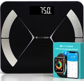 Silvergear Weegschaal met Lichaamsanalyse 14x - Bluetooth - Gehard Glas - Slimme Personenweegschaal - met App - Zwart