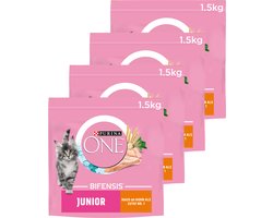 PURINA® ONE® Junior - Kattenbrokjes - Kip & Volkoren Granen - 4 x 1.5 kg