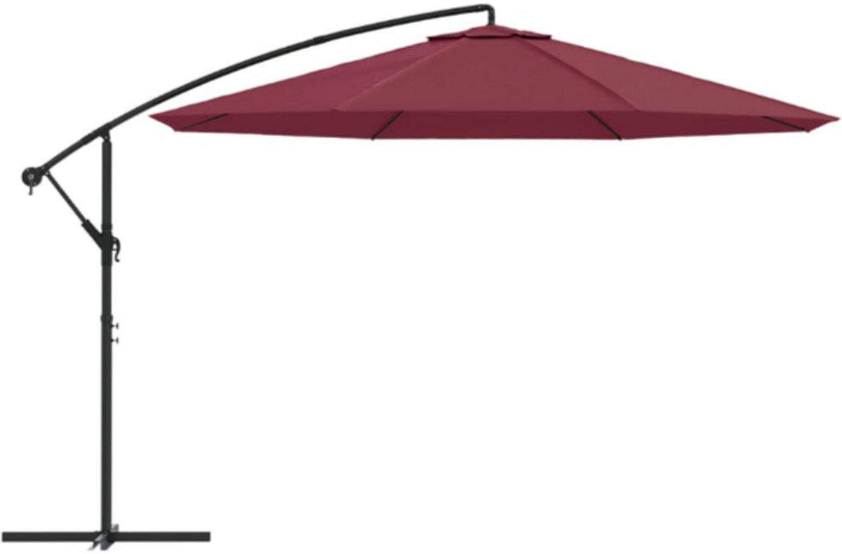 Zweefparasol met aluminium paal 350 cm bordeauxrood
