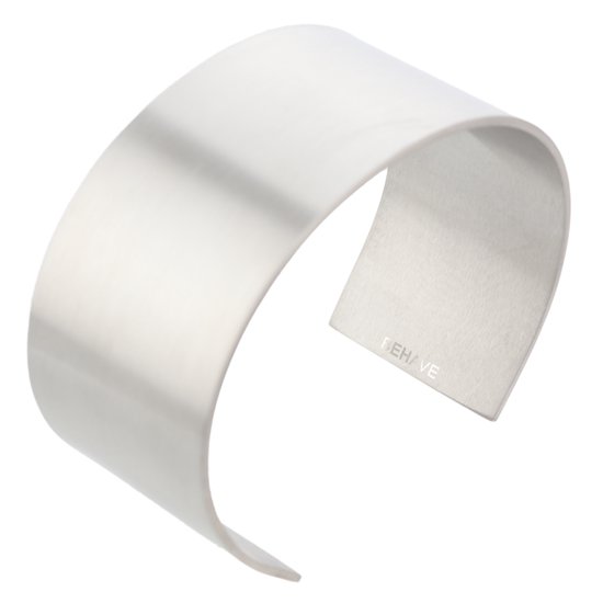 Behave – Bracelet – Argenté – Mat – Large – Minimaliste – Sans nickel – Acier inoxydable