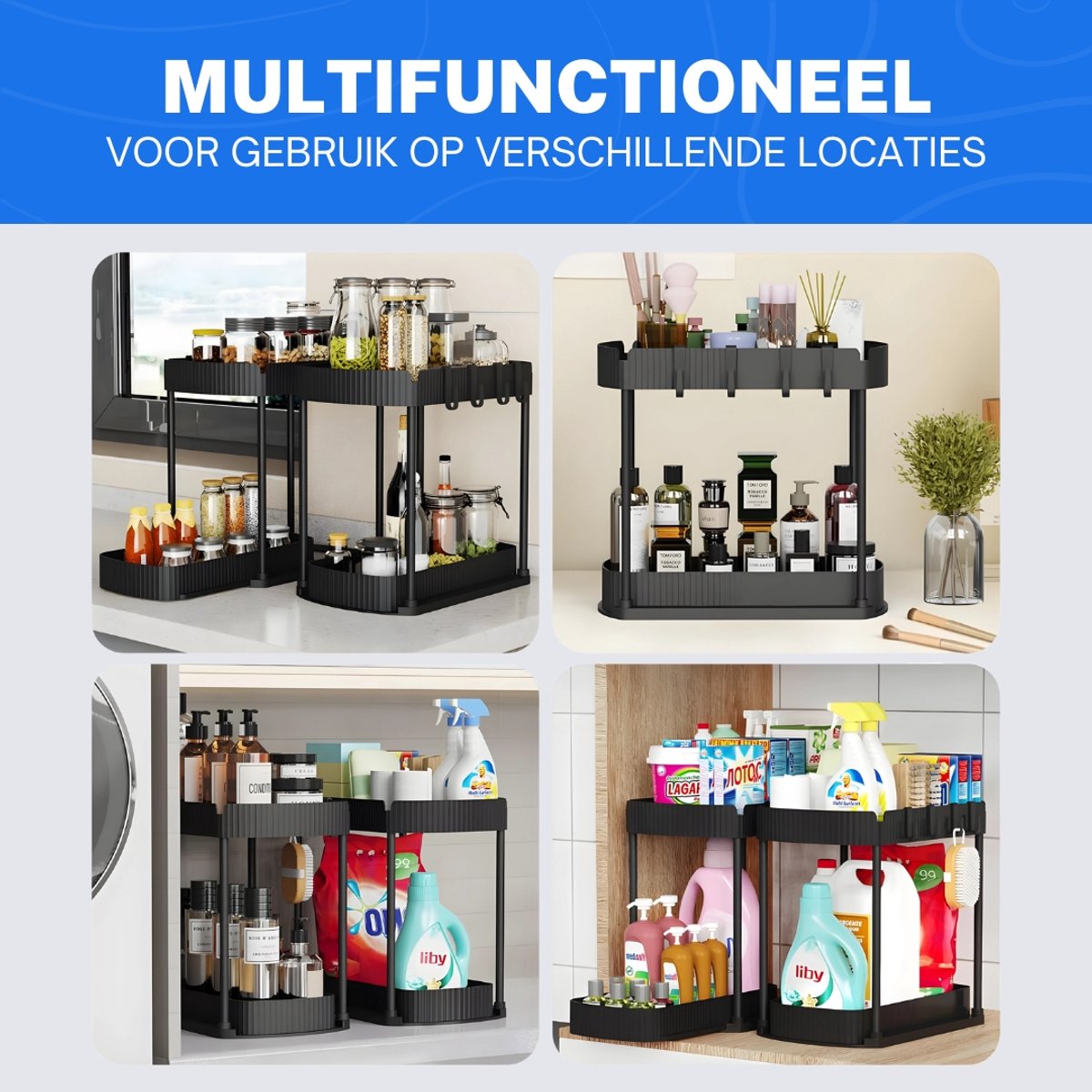 Gootsteenkast Organizer - Aanrecht - Kast - Keuken - Rek - Kruiden - Set van 2 — cadeau in Cadeau-ideeën - foto 7