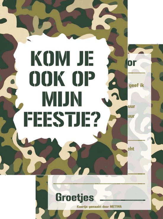 Foto: Metiwa uitnodiging kinderfeestje camouflage 10 stuks uitnodigingskaarten uitnodiging verjaardag uitnodiging kinderfeestje camouflage uitnodiging leger