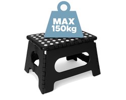 Opstapkrukje Inklapbaar - Antislip - 150KG - Huishoudtrap / Keukentrapje Opvouwbaar - Opstapje Volwassenen / Kinderen - Opstap Krukje - Opstapjes - Zwart - Löwenthal