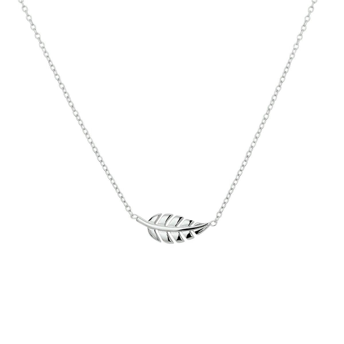 Ketting - Anker Collier met Veer - Zilver - 40 - 42 - 44 cm - 1.2mm - Gerhodineerd zilver - Ketting