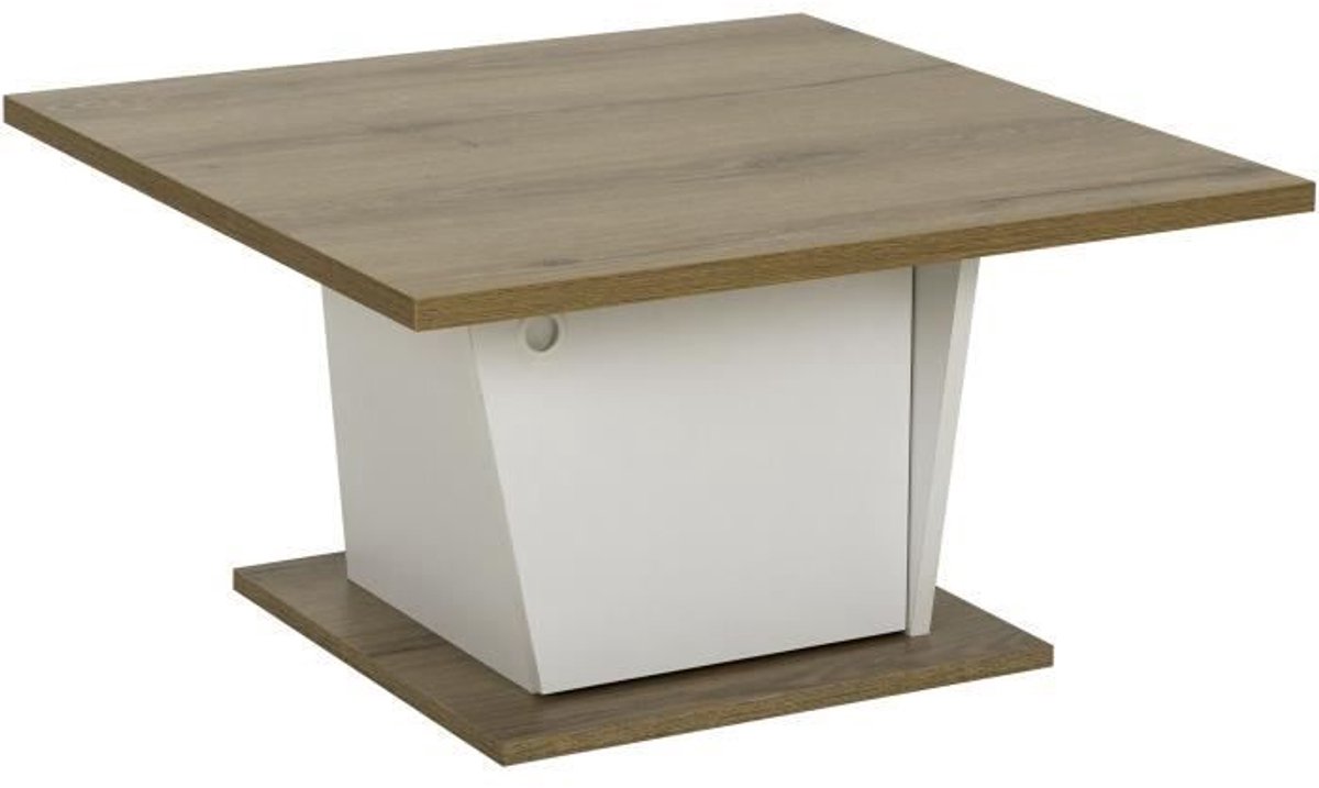 ATOS Bar Salontafel - Vierkant - Helvezia Eiken / Wit - 69 x 69 x 38 cm