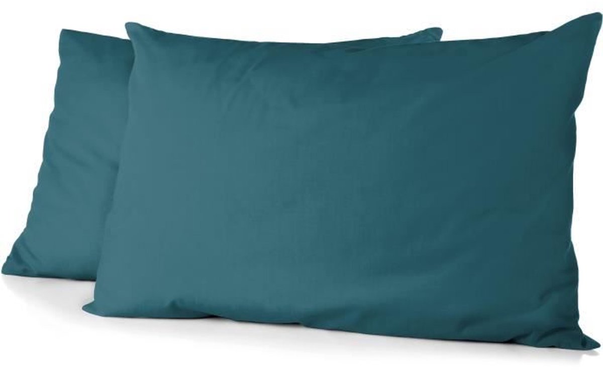Set van 2 kussenslopen - HOME LINGE PASSION - HP72087 - 82 g microvezel - 50 x 70 cm - Eendenblauw