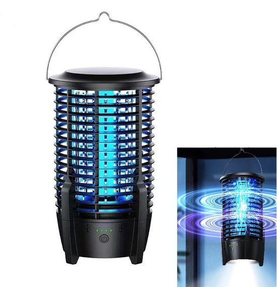 Insectenlamp - Antimuggen lamp - AI bionische technologie - 2 IN 1 Insectenlamp & Camping Lamp-Vliegenlamp & tentlamp - Vliegenvanger - Draagbare Elektrische Schok Oplaadbare - Muggen Killer - Indoor & Outdoor - Krachtige Muggenzuiger - zwart